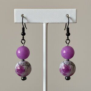 Double Glass Ball Pierced Earrings Cherry Blossom Pink